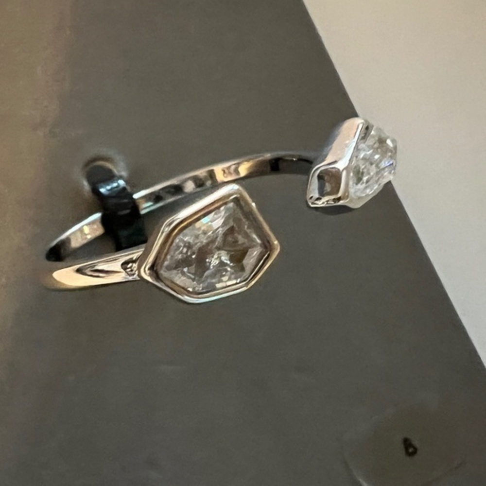Nordstrom Geometric Cubic Zirconia Split Shank Silver Ring::NWT::